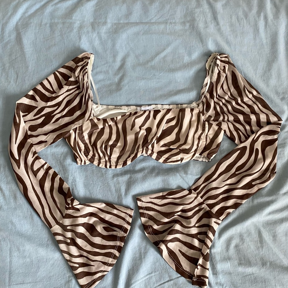 Brown Zebra Print Women’s Skirt Set